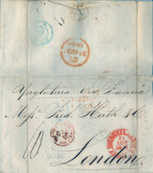 1848 SEVILLA - LONDRES , CARTA COMPLETA CIRCULADA VIA FRANCIA , TRÁNSITOS , LLEGADA - ...-1850 Vorphilatelie