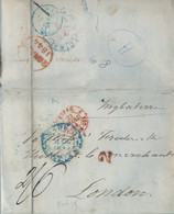 1844 MADRID - LONDRES , CARTA COMPLETA CIRCULADA , TRÁNSITOS , LLEGADA - ...-1850 Préphilatélie