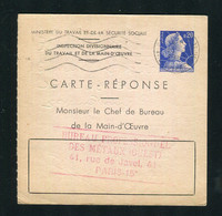 Entier Carte Réponse Marianne Muller 20 Centimes Bleu Storch E1 - Antwortscheine