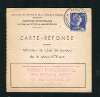 Entier Carte Réponse Marianne Muller 20 Centimes Bleu Storch E1 - Buoni Risposte