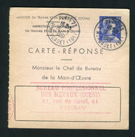 Entier Carte Réponse Marianne Muller 20 Centimes Bleu Storch E1 - Antwortscheine