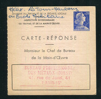 Entier Carte Réponse Marianne Muller 20 Centimes Bleu Storch E1 - Antwoordbons