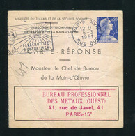 2 Entiers Carte Réponse Marianne Muller 20 Centimes Bleu Storch E1 - Buoni Risposte