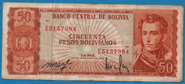 BOLIVIA 50 Pesos Bolivianos  L. 13.07.1962  # E5157384  P# 162  Antonio José De Sucre - Bolivien