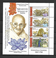 Niuafo'ou 2016 Mahatma Gandhi - Animals MS MNH - Tonga (1970-...)