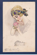 CPA Mauzan Femme Women Circulé Italie Art Déco Voir Dos - Mauzan, L.A.