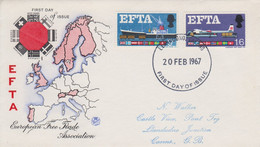 Enveloppe  FDC   1er  Jour   GRANDE  BRETAGNE   EFTA   1967 - 1952-1971 Pre-Decimal Issues