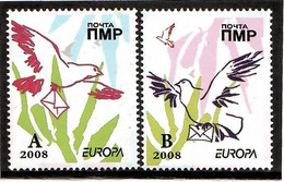 Moldova / PMR Transnistria . EUROPA 2008. Letters (Pigeons). 2v:A,B - Moldova