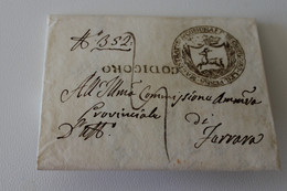 1842 STATO CHIESA Lettera CODIGORO-FERRARA+su OLIO FANALI CARABINIRIERI+STEMMA ARALDICO+lineare CODIGORO-CC2 - 1. ...-1850 Prephilately