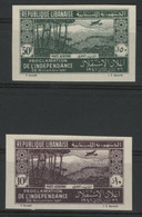 Grand Liban N° 80 + 81 Cote 60 € NON DENTELES / IMPERFORATE, Neufs Sans Gomme (*) MNG. TB - Luchtpost