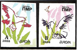 Moldova / PMR Transnistria . EUROPA 2008. Letters (Pigeons).Imperf. 2 V:A,B - Moldavië
