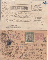 India  1940  JAIPUR  Registered Postal Stationary Postcard  Used Locally At Jaipur With AD Form  # 14491  D  Inde Indien - Jaipur