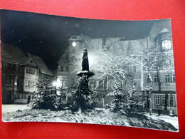 Schleusingen - Winternacht - Brunnen - Kleinformat - Echt Foto - DDR 1958 - Thüringen - Hildburghausen