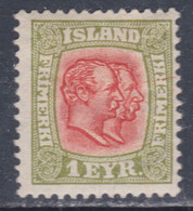 Islande N° 47 X Frédéric VIII Et Christian IX 1 E. Vert-jaune Et Rouge Trace De Charnière, Sinon TB - Unused Stamps