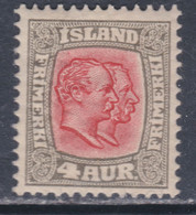 Islande N° 49 X Frédéric VIII Et Christian IX 4 A. Gris Et Rouge Trace De Charnière, Sinon TB - Ungebraucht