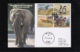 UNO Wien - MiNr. 143/46 Als Sonderpostbeförderung Mit Elefantenpost - Cartas & Documentos