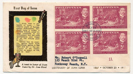 PHILIPPINES  => Enveloppe FDC => Juan Luna Centenary  (bloc De 4) - Manille - 29 Octobre 1957 - Philippines