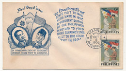 PHILIPPINES  => Enveloppe FDC => 2 Valeurs - Visite Du Président Quirino Aux Philippines - Manille - 5 Octobre 1952 - Filippijnen