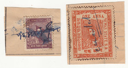 2 Dif.,. Variety, Dewas State Revenue / Fiscal Used, British India Princely State - Dhar