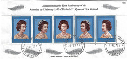 New Zealand 1977  Queen Elizabeth II Silver Jubilee  8c  (o) Mi.706-710 (block 10) SG.MS1137 - Oblitérés