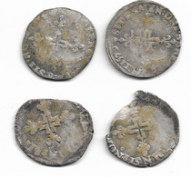 Lot De 4 Double Sol Parisis D'Henri III, Trésor De Nanteuil Les Meaux - 1574-1589 Hendrik III