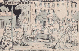 AK C'est Dur La Corvée De Quartier - Franz. Soldaten Beim Putzen - Humor - Ca. 1920 (55746) - Umoristiche