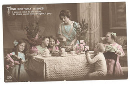 Postcard Vintage 1900's Used "Birthday Party Young Girls" Cake And Gifts, See Description - Children And Family Groups