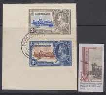 Basutoland, SG 12f, Used Piece "Diagonal Line By Turret" Variety - 1933-1964 Colonie Britannique