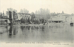 CPA FRANCE 47 " Libos, Entrée Du Pont, L'ile Et L'usine à Ciments Belhomme". - Libos