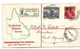 Aus309 / AUSTRALIEN - Ausstellung Brisbane Mit Sonderstempel Und R-Zettel 1936 Nach East Ipswich - Storia Postale