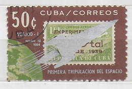 CUBA - 1964 - VOSKHOD 1 - SOPRASTAMPA ARGENTO - 50 C - USATO (YVERT 764 - MICHEL 945) - América Del Norte