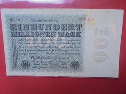 Reichsbanknote 100 MILLIONEN Mark 1923 Circuler - 100 Mio. Mark