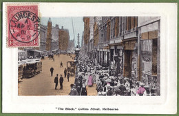 CPA Image Vernie Vue Rare - AUSTRALIE - MELBOURNE - "THE BLOCK" COLLINS STREET - Belle Animation, Magasins, Tram - Melbourne