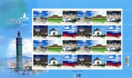 Sheet NT$5 Taiwan 2013 Greeting Stamps -Travel Architecture SYS CKS Famous Chinese Museum Taipei 101 Relic - Hojas Bloque