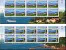 Block 10 Nice Margins–Taiwan 2001 3 Small Links Stamps Tower Ship Sailing Boat Scenery - Blocchi & Foglietti