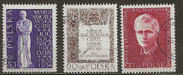 POLAND Oblitéré 1633-1635 Marie Sklodowska Curie Prix Nobel - Usati