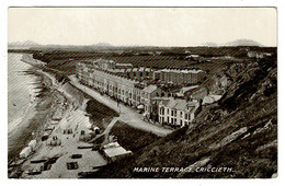 Ref 1482 - 1912 Photo Postcard - Marine Terrace & Beach - Criccieth Caernarvonshire Wales - Caernarvonshire