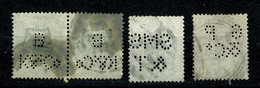 Ref 1482 - GB QV 4 X Perfins - Used Stamps - Including Pair One With Reversed Pins - Perforadas