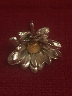 SCULTURA MINIATURA A FORMA DI FIORE IN ARGENTO 925 PUNZONATO 6cm - Idea Regalo - Broches