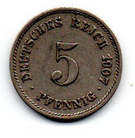 Allemagne - 5 Pfennig 1907 G TTB - 5 Pfennig