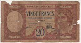 NEW CALEDONIA   20 Francs  P37a (Local Girl At Front - Peacock At Back) - Autres - Océanie