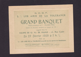 Invitation Franc Maçonnerie Masonic Maçonnique Non Circulé Grand Orient De France 1909 - Filosofía & Pensadores