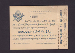 Invitation Franc Maçonnerie Masonic Maçonnique Non Circulé Grand Orient De France 1903 - Philosophie & Pensées