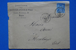 Q17 FRANCE BELLE LETTRE 1878 LYON POUR MONTARGIS + AFFRANCHISSEMENT PLAISANT - 1876-1878 Sage (Type I)