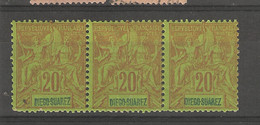 Diégo- Suarez (1894 ) 1 Bloc De 3 N°44 Neufs - Nuevos