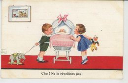 Illustrateur ENFANTS - JOHN WILLS - Jolie Carte Fantaisie Enfants Avec Poupée Dans Berceau "Chut ! Ne Le Réveillons Pas - Wills, John