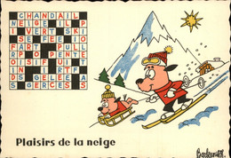 ILLUSTRATEURS - BARBEROUSSE - Mots Croisés - Plaisirs De La Route - Plaisir De La Neige - Ski - 2 CARTES - Barberousse