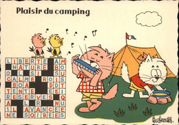 ILLUSTRATEURS - BARBEROUSSE - Mots Croisés - Plaisir Du Camping - Plaisir De La Chasse - 2 CARTES - Barberousse