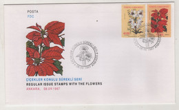 TURKEY,TURKEI,TURQUIE,REGULAR ISSUE STAMPS WITH THE FLOWERS 1997 FDC - Brieven En Documenten