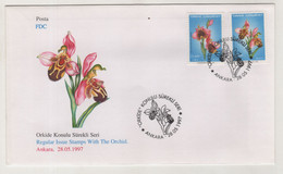 TURKEY,TURKEI,TURQUIE,REGULAR ISSUE STAMPS WITH THE ORCHID 1997 FDC - Storia Postale